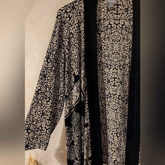 Travelers by Chicos Sz.3 (CHICOS SIZE)Black Gray Paisley Open Tunic Jacket - Picture 6 of 14